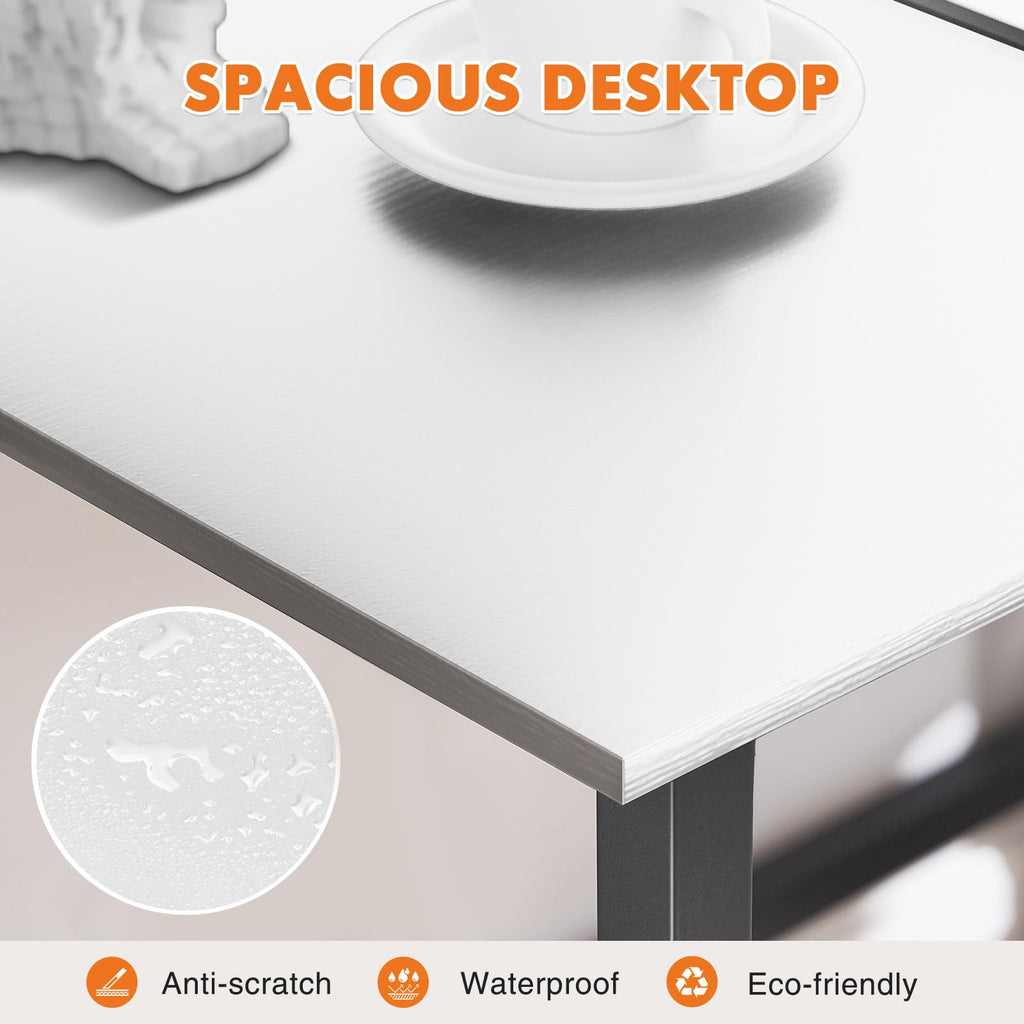 Sweetcrispy 32-Inch Computer Desk White Black